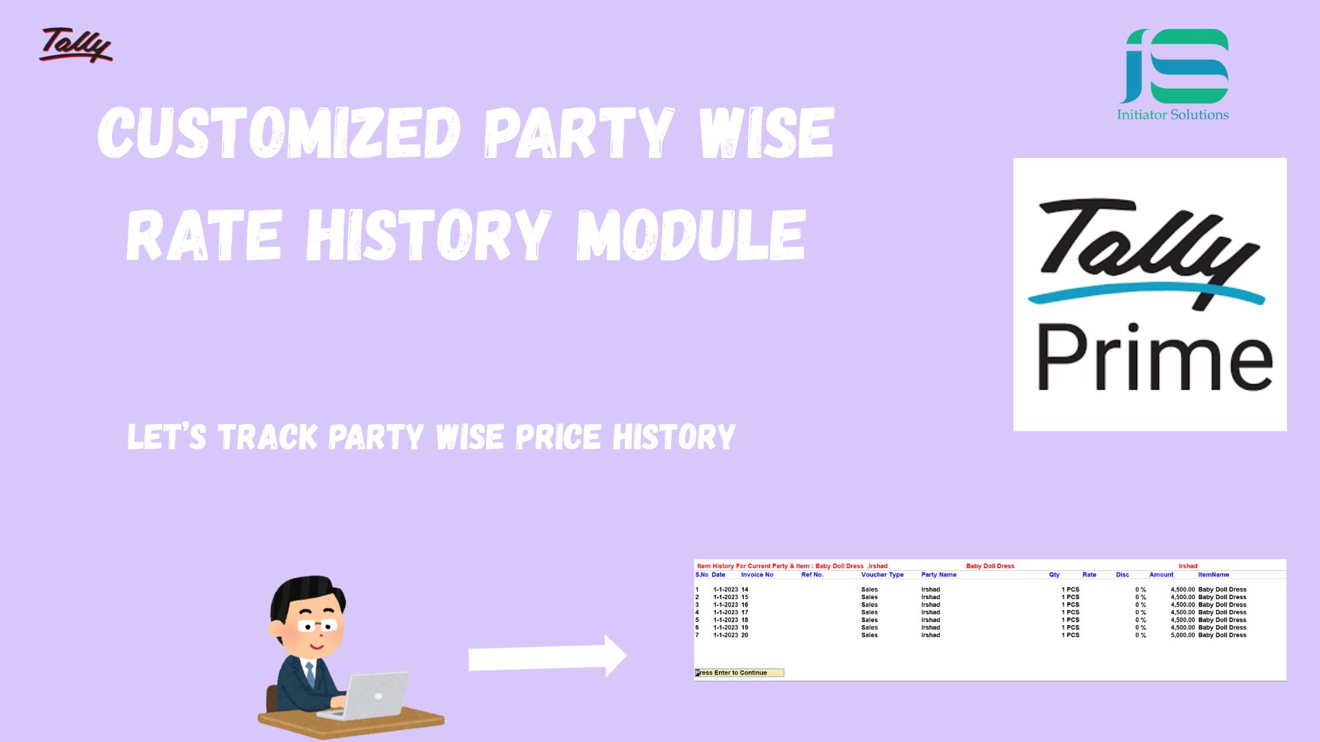 Tally Customization – Party Wise Rate Price Track | Rate History | Price Tracker Module in Tally Pri